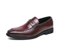 LMUIPMAA Hombres Plana Sintético Cuero Mocasines Zapatos De Conducción Zapatos De Traje Y Casuales para Trabajo, Ocio Y Negocios,Rojo,42 EU