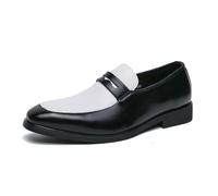 LMUIPMAA Hombres Plana Sintético Cuero Mocasines Zapatos De Conducción Zapatos De Traje Y Casuales para Trabajo, Ocio Y Negocios,Blanca,39 EU
