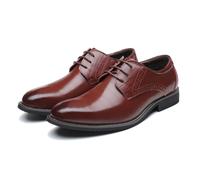 LMUIPMAA Hombres Tacón de bajo con Cordones Derby Zapatos de Vestir Formales de Negocios Zapatos de de Cuero sintético Brogue Derbys,Marrón,43 EU