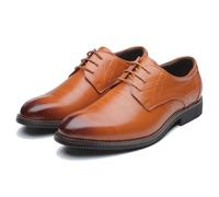 LMUIPMAA Hombres Tacón de bajo con Cordones Derby Zapatos de Vestir Formales de Negocios Zapatos de de Cuero sintético Brogue Derbys,Amarillo,38 EU