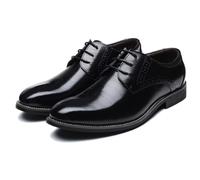 LMUIPMAA Hombres Tacón de bajo con Cordones Derby Zapatos de Vestir Formales de Negocios Zapatos de de Cuero sintético Brogue Derbys,Negro,48 EU