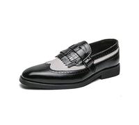 LMUIPMAA Hombres Vestido Formal Zapatos de Monje Zapatos de Oficina con Correa Derby de Cuero Wingtip Brogues,Negro,46 EU