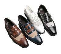 LMUIPMAA Hombres Vestido Formal Zapatos de Monje Zapatos de Oficina con Correa Derby de Cuero Wingtip Brogues,Negro,43 EU