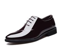 LMUIPMAA Hombres Zapato de Novia de Charol sintético Zapato para Smoking Zapatos de Negocios Cordones Oxford,Marrón,39 EU