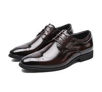 LMUIPMAA Hombres Zapatos Brogue de Boda Oxfords Cuero de Microfibra Zapatos de Vestir Formales,Marrón,40 EU