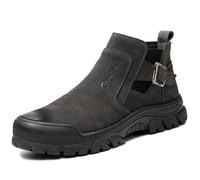 LMUIPMAA Hombres Zapatos con Punta de Acero Botas de construcción indestructibles a Prueba de Perforaciones Botas de Trabajo para soldadores,Negro,42 EU