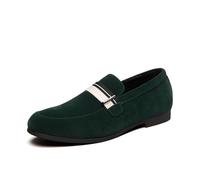 LMUIPMAA Mocasín De Hombre Sin Cordones con Hebilla, Zapatos De Vestir Tipo Mocasín, Zapatillas Formales De Boda,Verde,46 EU