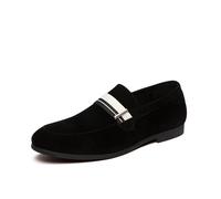 LMUIPMAA Mocasín De Hombre Sin Cordones con Hebilla, Zapatos De Vestir Tipo Mocasín, Zapatillas Formales De Boda,Negro,47 EU