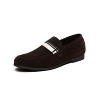 LMUIPMAA Mocasín De Hombre Sin Cordones con Hebilla, Zapatos De Vestir Tipo Mocasín, Zapatillas Formales De Boda,Marrón,43 EU