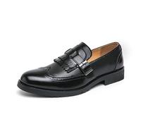 LMUIPMAA Mocasines Borlas para Hombre Zapatos De Vestir Formales De Cuero con Punta De ala,Negro,47 EU
