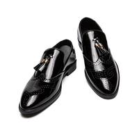 LMUIPMAA Mocasines con Borlas De Piel Sintética para Hombre, Zapatos De Vestir De Boda Y Fiesta,Negro,44 EU