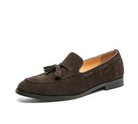 LMUIPMAA Mocasines de Ante para Hombre con borlas, Zapatos Elegantes sin Cordones para Casual y Esmoquin,Marrón,41 EU