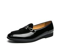 LMUIPMAA Mocasines De Charol para Hombre Business Zapatos De Vestir De Boda,Negro,41 EU