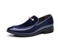 LMUIPMAA Mocasines De Charol para Hombre Zapatos De Vestir Sin Cordones Zapatillas De Smoking,Azul,46 EU