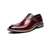 LMUIPMAA Mocasines De Cuero para Hombre para Negocios, Bodas, Fiestas,Rojo,44 EU