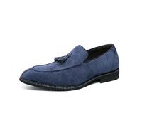 LMUIPMAA Mocasines De Gamuza para Hombre con Moneda, Zapatos Casuales, Pantuflas Tipo Smoking De Tacón Bajo para Trabajo De Oficina, Conducción Y Uso Diario,Azul,41 EU