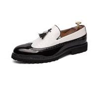 LMUIPMAA Mocasines De Hombre con Borlas, Zapatos Casuales Sin Cordones, Zapatos De Vestir para Negocios Y Bodas para Hombre,Blanca,44 EU