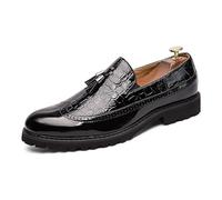 LMUIPMAA Mocasines De Hombre con Borlas, Zapatos Casuales Sin Cordones, Zapatos De Vestir para Negocios Y Bodas para Hombre,Negro,40 EU