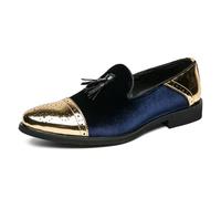 LMUIPMAA Mocasines De Hombre Piel con Flecos Casuales Zapatos de Conducir Slip On cómodo Pantuflas Loafer,Azul,41 EU