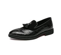 LMUIPMAA Mocasines De Moda para Hombres Casual De Cuero con Borlas Zapatos De Vestir De Negocios,Negro,40 EU
