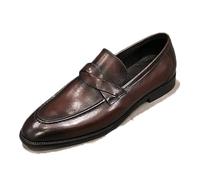 LMUIPMAA Mocasines De Piel Hombre Estilo Retro Zapato De Vestir Informales Zapatos De Negocios,Boda,Fiesta,Marrón,45 EU