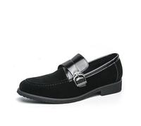 LMUIPMAA Mocasines De Vestir para Hombre con Hebilla Estilo Monje Tacón Bajo Zapatos de Conducir De Fácil Puestos para Oficina, Eventos De Negocios, Formales,Negro,40 EU
