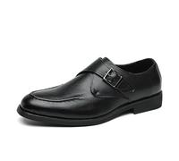 LMUIPMAA Mocasines De Vestir para Hombre con Hebilla Tipo Monje, Punta Lisa Slip-On Bajo Zapatos De Cuero para Negocios, Esmoquin, Formales,Negro,47 EU