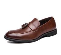 LMUIPMAA Mocasines Hombres Zapatos De Vestir Casuales Plano Cuero Zapatos De Conducción,Marrón,42 EU