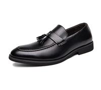 LMUIPMAA Mocasines Hombres Zapatos De Vestir Casuales Plano Cuero Zapatos De Conducción,Negro,41 EU