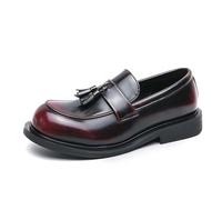LMUIPMAA Mocasines para Hombre con Borlas Plataforma Informales Zapatos Formales para Negocios, Fiestas, Bodas, Bailes, Zapatos Náuticos,Rojo,43 EU