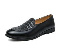 LMUIPMAA Mocasines para Hombre de Cuero PU, sin Cordones Zapatos Smoking,Negro,39 EU