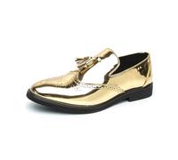 LMUIPMAA Mocasines para Hombre, Zapatos de Cuero de Formales para Boda, Noche,Oro,40 EU
