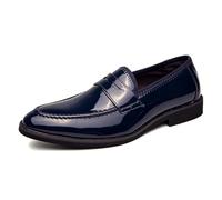 LMUIPMAA Mocasines para Hombre, Zapatos de Cuero, Zapatos de Boda, Zapatos Formales de Noche para Hombre,Azul,45 EU