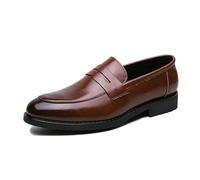 LMUIPMAA Mocasines para Hombre, Zapatos de Vestir Formales para Negocios, Bodas,Marrón,43 EU