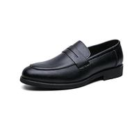 LMUIPMAA Mocasines para Hombre, Zapatos de Vestir Formales para Negocios, Bodas,Negro,45 EU