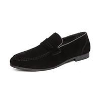 LMUIPMAA Mocasines Planos Sin Cordones Ligeros para Hombre De Mocasines Informales De Ante Zapatos Planos,Negro,43 EU