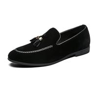LMUIPMAA Mocasines Planos Sin Cordones Ligeros para Hombre De Mocasines Informales De Ante Zapatos Planos con Borlas,Negro,43 EU