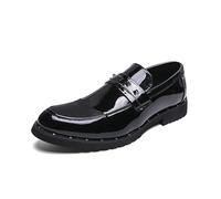 LMUIPMAA Mocasines Tipo Mocasín para Hombre De Charol con Remache Zapatos De Vestir Formales,Negro,45 EU