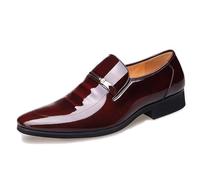 LMUIPMAA Negocios Casual Slip En Mocasines Charol Cuero Formal Oxford Vestido Zapatos Esmoquin Boda Zapato De Los Hombres,Marrón,43 EU