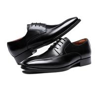 LMUIPMAA Oxfords clásicos para Hombre con Cordones Puntera Cuadrada Formal Negocio Zapatos de Vestir Cuero de Microfibra Zapatos de Boda,Negro,46 EU