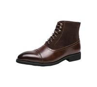 LMUIPMAA Trabajo Botas Chukka por Hombre Formal Vestido Cuero Botín De Tobillo,Marrón,46 EU