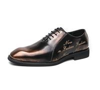 LMUIPMAA Zapato De Oxford Hombre Formal Zapatos de Esmoquin Zapatos De Vestir De Negocios De Cuero con Charol,Marrón,45 EU