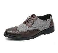 LMUIPMAA Zapatos Brogue para Hombre Zapatos De Vestir De Cuero De Caña Redonda con Cordones para Formales De Negocios,Marrón,41 EU