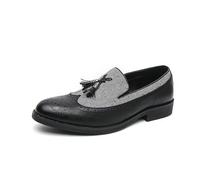 LMUIPMAA Zapatos Casuales para Hombres Tipo mocasín con borlas, parcheados, Bicolor, de fácil calce, para Bodas y Vestir,Negro,43 EU