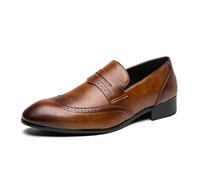 LMUIPMAA Zapatos Casuales Tipo mocasín para Hombres y Zapatos de Vestir para Bodas para Hombres,Marrón,45 EU