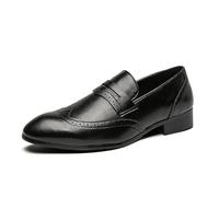 LMUIPMAA Zapatos Casuales Tipo mocasín para Hombres y Zapatos de Vestir para Bodas para Hombres,Negro,46 EU