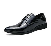 LMUIPMAA Zapatos De Cordones Formales Zapatillas Hombre De Traje Derbys Charol Calzado Piel Brogue Zapatos De Vestir De Boda,Negro,40 EU
