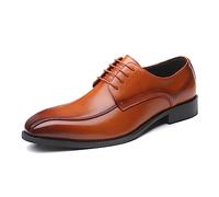 LMUIPMAA Zapatos de Cordones Vestir Oxford para Hombre Cordones Zapatos de Negocios,Marrón,45 EU