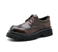 LMUIPMAA Zapatos De Punta De ala para Hombre, Estilo Clásico Brogue Zapatos De Oxford con Cordones,Marrón,39 EU
