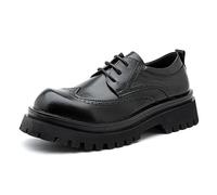 LMUIPMAA Zapatos De Punta De ala para Hombre, Estilo Clásico Brogue Zapatos De Oxford con Cordones,Negro,39 EU
